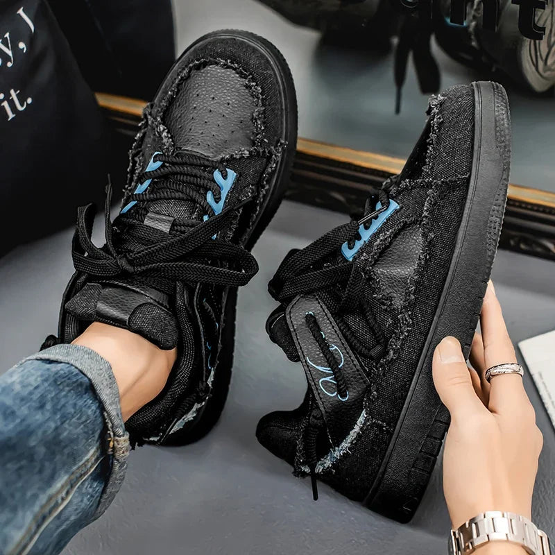 2025 New Men's Casual Canvas Sports Shoes, Outdoor Personalized Design, Versatile Men's and Women's Board Shoes Size 39-44 Royal Drip