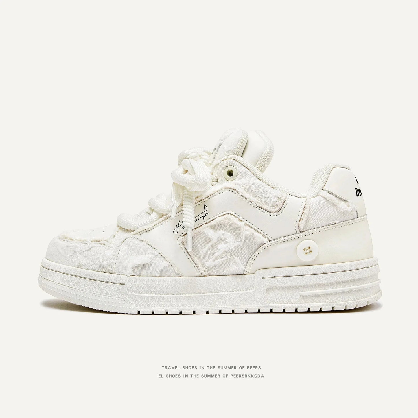 Guangzhou Trendy White Casual Shoes Low Top Men's Women's Board Shoes Rubber Sole Tassel Element Leisure Style Ad Adult Royal Drip