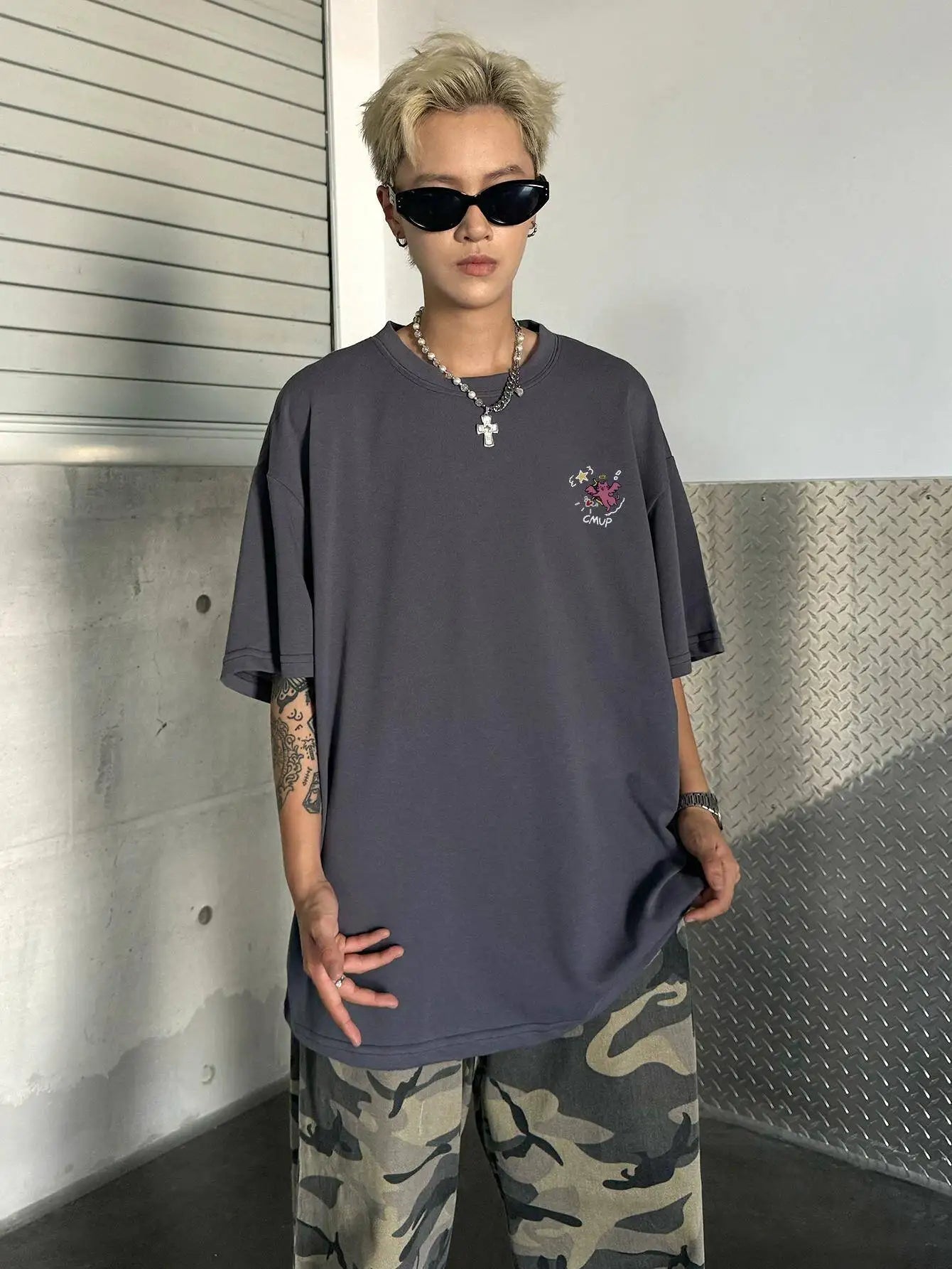 Men's Loose 100% Cotton Cat Cupid Graphic T-shirt Casual Short Sleeve Crew Neck Tee Male Funny Clothing For Summer Outdoor Royal Drip