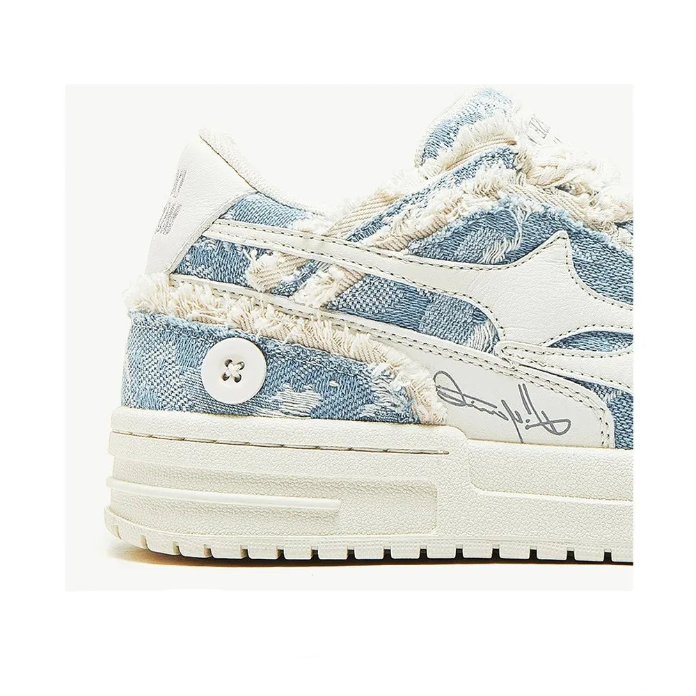 Trendy Guangzhou Shoes Autumn/Winter Men's Denim Breathable Board Shoes Korean Style Waterproof Couple Shoes Rubber Sole Lightwe Royal Drip