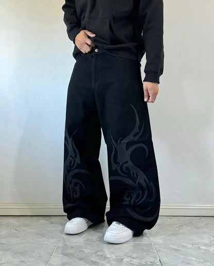 Trendy High Street Hip-hop Streetwear Trousers American Retro Washing Baggy Jeans Men Harajuku Y2K Casual Loose Straight Pants Royal Drip