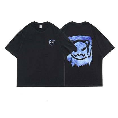 Privathinker Harajuku Devil Printed Men Oversized Tee Shirts 2023 Summer Short Sleeve T-Shirts Couples Men's Women Cotton Tops Royal Drip
