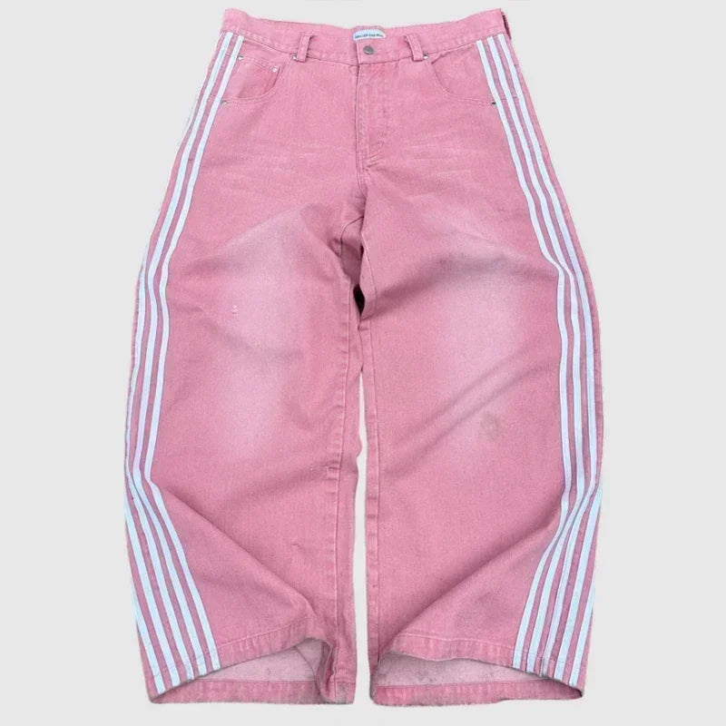 Y2K Baggy Jeans Harajuku vintage Striped Embroidered high quality Sweatpants men women Hip Hop Casual wide leg jeans streetwear Royal Drip