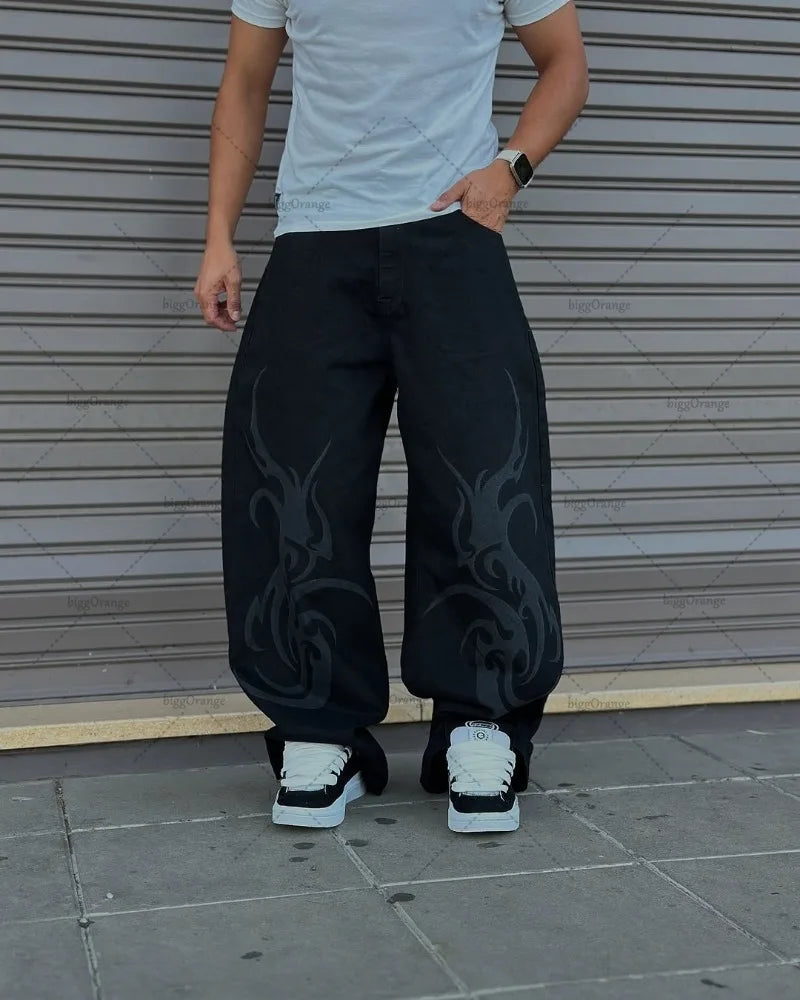 Trendy High Street Hip-hop Streetwear Trousers American Retro Washing Baggy Jeans Men Harajuku Y2K Casual Loose Straight Pants Royal Drip