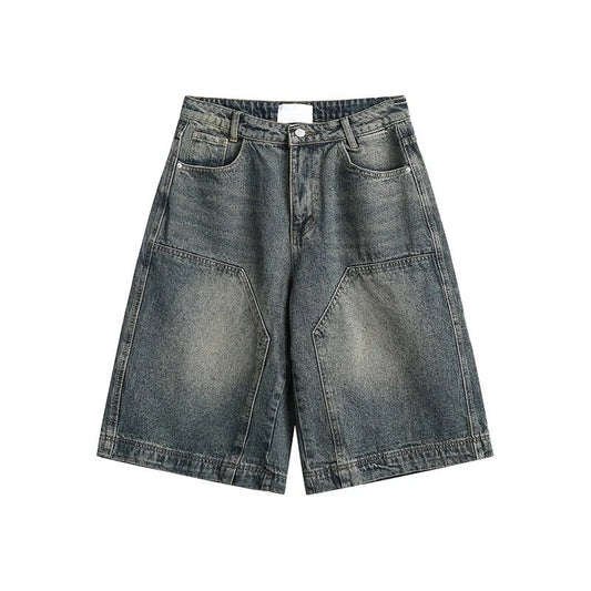 Y2K Vintage Baggy Jean Shorts Womens Washed Wide Leg Capri Pants Casual Barrel Jeans Denim Shorts Mens Oversized Jorts Royal Drip