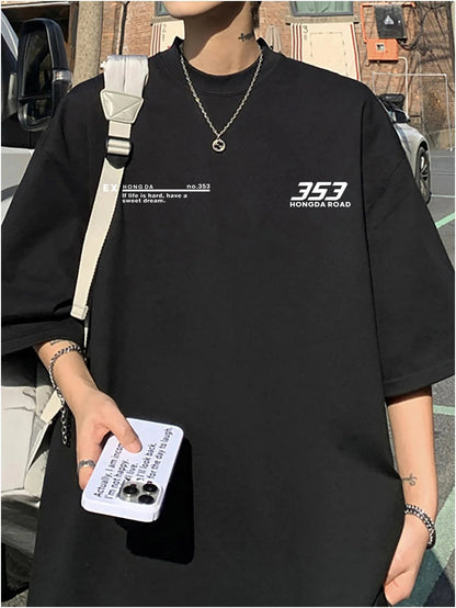 Hip Hop Men Y2k Tshirts Oversize Summer Designer Brand Unisex Tops Short Sleeve 100% Cotton Male Tees Crew Neck Streetwear Royal Drip