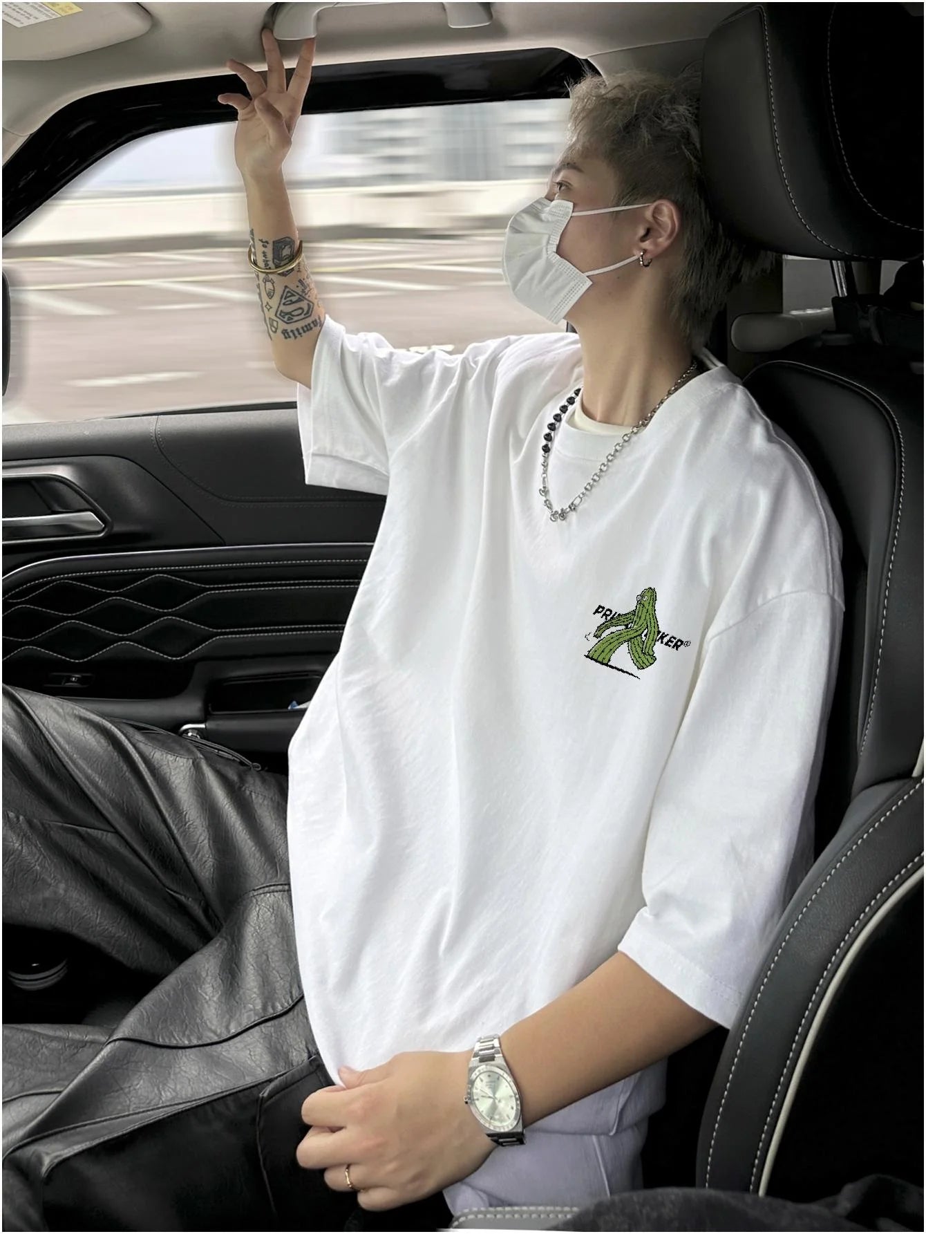Oversize Fashion Men T-shirts Kpop Unisex Upset Cacti Print Tees Short Sleeve Summer Casual Male Clothing Tops Harajuku Royal Drip