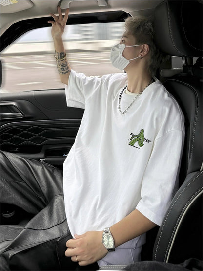 Oversize Fashion Men T-shirts Kpop Unisex Upset Cacti Print Tees Short Sleeve Summer Casual Male Clothing Tops Harajuku Royal Drip