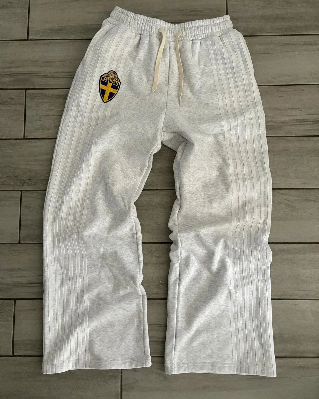 Retro Striped Embroidered Zip Hoody Sweatpants Set Mens Two Piece Set Hip Hop Embroidered Oversized SweatshirtCasual Pants Set Royal Drip