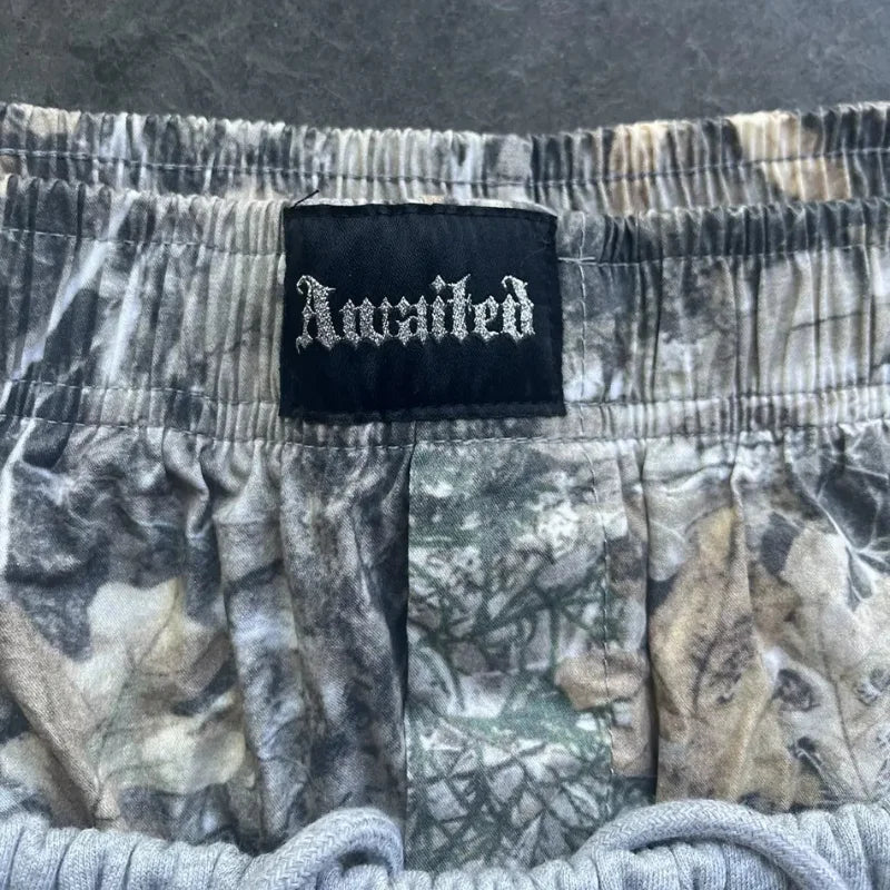 Y2K Retro Shorts Camouflage Pattern Double Waist Embroidered Streetwear Men Women Harajuku Hip Hop Casual Boxer Sports Shorts Royal Drip