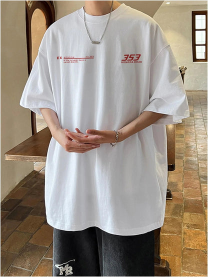 Hip Hop Men Y2k Tshirts Oversize Summer Designer Brand Unisex Tops Short Sleeve 100% Cotton Male Tees Crew Neck Streetwear Royal Drip
