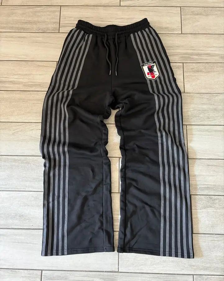 Retro Striped Embroidered Zip Hoody Sweatpants Set Mens Two Piece Set Hip Hop Embroidered Oversized SweatshirtCasual Pants Set Royal Drip