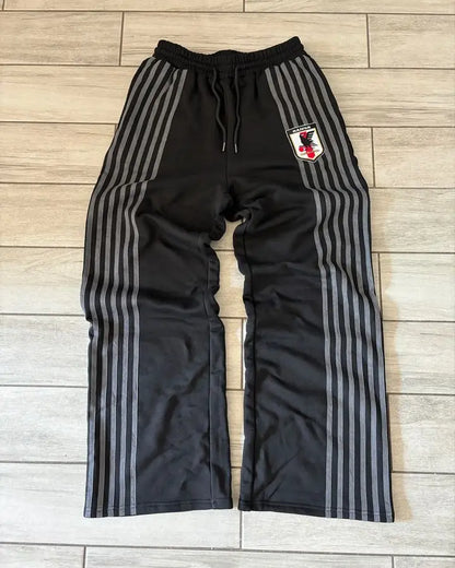 Retro Striped Embroidered Zip Hoody Sweatpants Set Mens Two Piece Set Hip Hop Embroidered Oversized SweatshirtCasual Pants Set Royal Drip