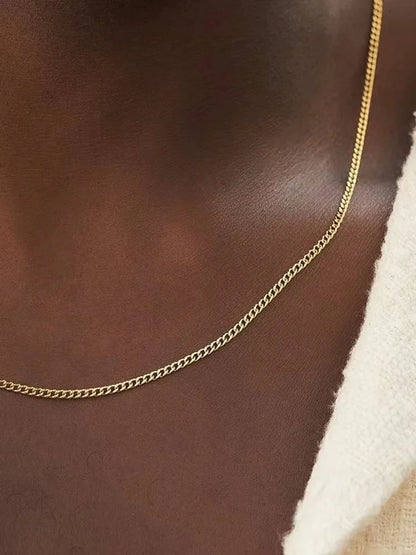 3mm Men's Cuban Chain Necklace Simple Stainless Steel Necklace Fashion Titanium Steel Jewelry Trend Accessories Gift Royal Drip