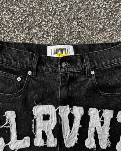 Y2k Harajuku Street Fashion Beaded Letter Embroidery Oversized Denim Shorts Men High Street Fashion Brand High Waist Jeans Women Royal Drip