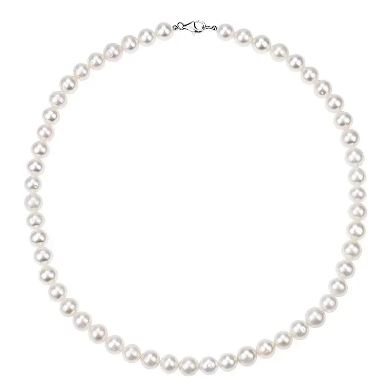 Pearl Necklace Men Simple Handmade Strand Bead Necklace 2024 New Trendy Men Jewelry for Women Girls Wedding Banquet Necklaces Royal Drip
