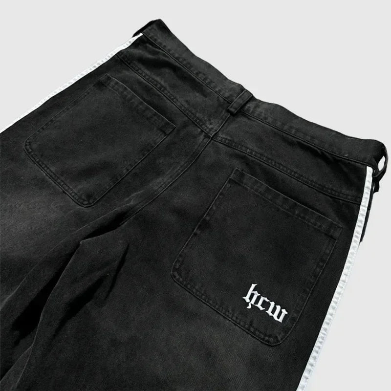 Y2K Baggy Jeans Harajuku vintage Striped Embroidered high quality Sweatpants men women Hip Hop Casual wide leg jeans streetwear Royal Drip