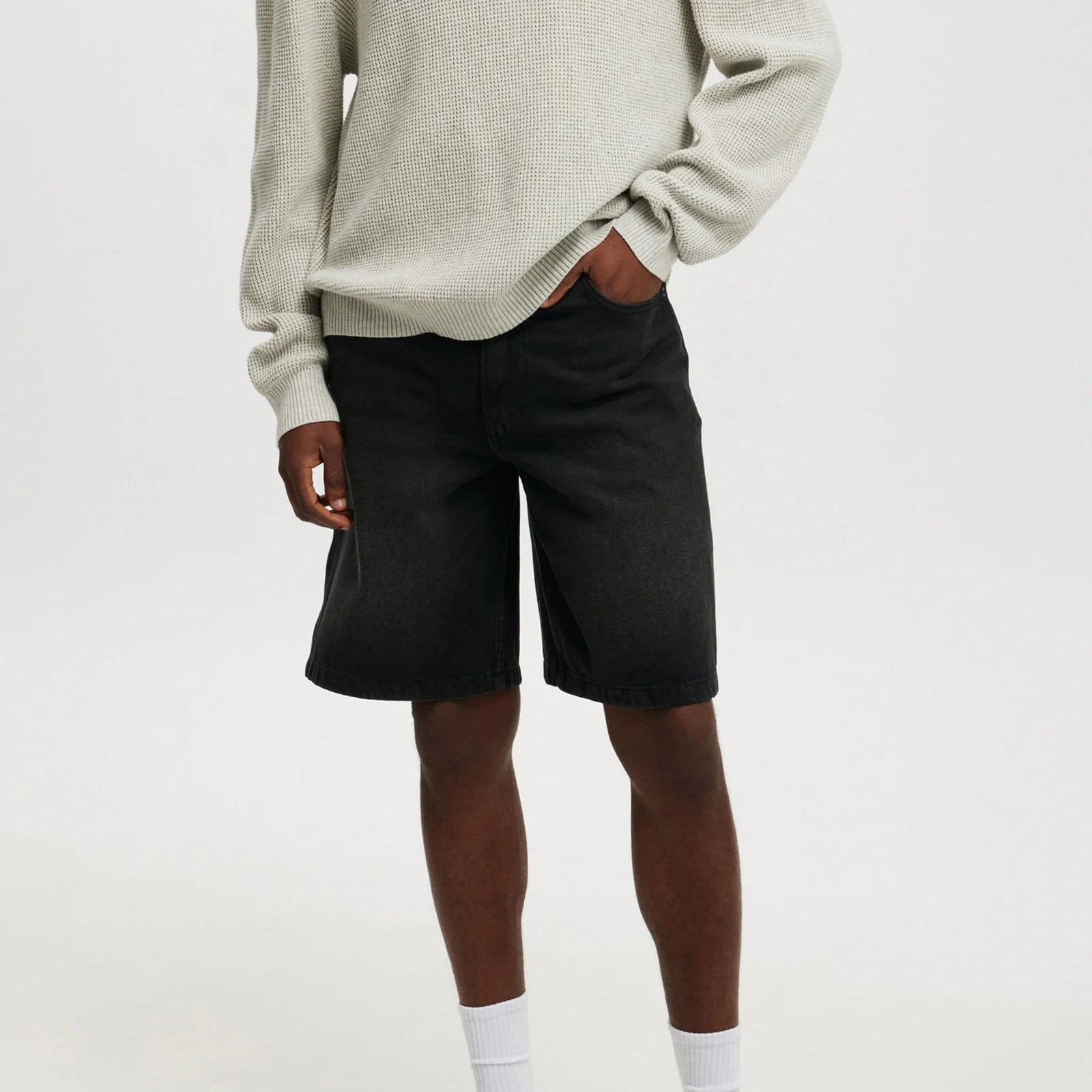 Casual Men's Knee Length Denim Shorts Fashion High Waist Loose Fit Baggy Jean Shorts for Summer Daily Streetwear Royal Drip