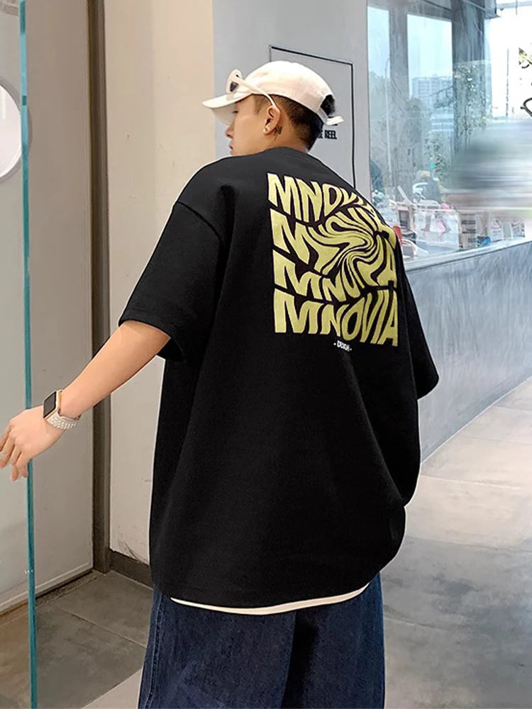Letter Graphic Men's T-shirts Quality Cotton Clothing Fashion Hip Hop Streetwear Summer New Male Short Sleeve Tees Harajuku Tops Royal Drip