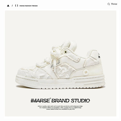 Guangzhou Trendy White Casual Shoes Low Top Men's Women's Board Shoes Rubber Sole Tassel Element Leisure Style Ad Adult Royal Drip
