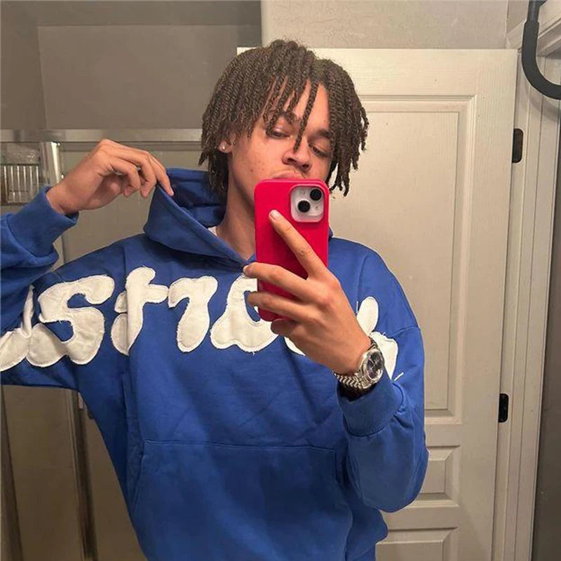 New Y2K Harajuku Hip-hop Slim Hooded Sweater Gothic Casual Fashion Sports Tops For Men And Women Forneutral Street Wear Royal Drip