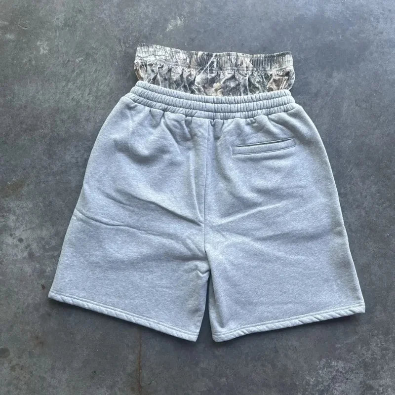 Y2K Retro Shorts Camouflage Pattern Double Waist Embroidered Streetwear Men Women Harajuku Hip Hop Casual Boxer Sports Shorts Royal Drip