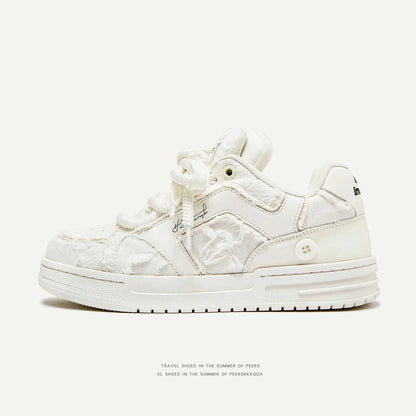 Guangzhou Trendy White Casual Shoes Low Top Men's Women's Board Shoes Rubber Sole Tassel Element Leisure Style Ad Adult Royal Drip