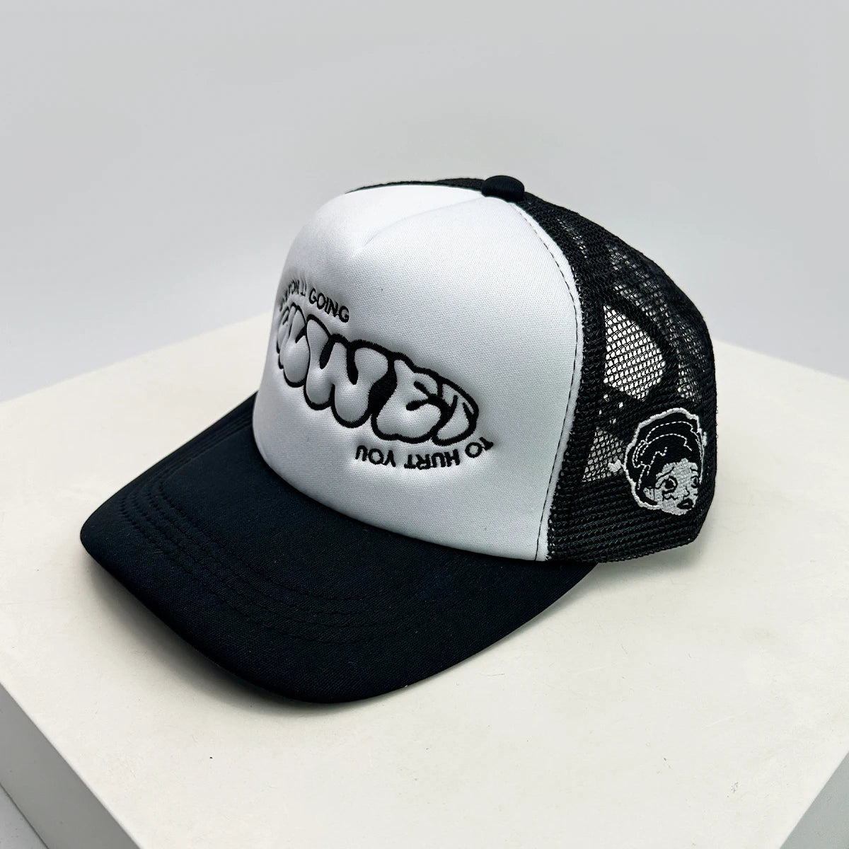 New Unisex Color Block Printed Letter Embroidery Baseball Hats Hip Hop Breathable Mesh Sunshade Street Trucker Caps Versatile Royal Drip