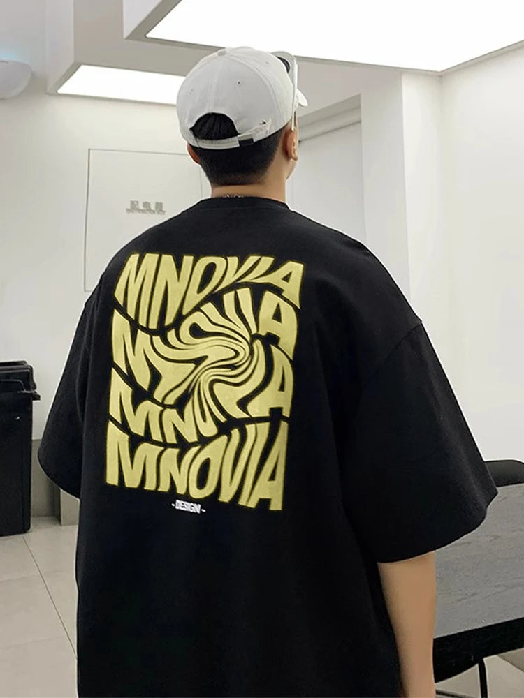 Letter Graphic Men's T-shirts Quality Cotton Clothing Fashion Hip Hop Streetwear Summer New Male Short Sleeve Tees Harajuku Tops Royal Drip
