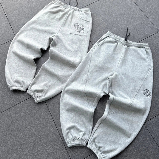 Y2K Trendy Joggers Street Retro Streamlined Seams Embroidery Logo Unisex Sweatpants Hip Hop Harajuku Oversized Fit Casual Pants Royal Drip