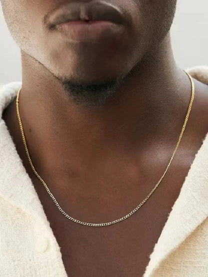 3mm Men's Cuban Chain Necklace Simple Stainless Steel Necklace Fashion Titanium Steel Jewelry Trend Accessories Gift Royal Drip