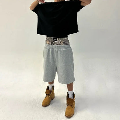 Y2K Retro Shorts Camouflage Pattern Double Waist Embroidered Streetwear Men Women Harajuku Hip Hop Casual Boxer Sports Shorts Royal Drip