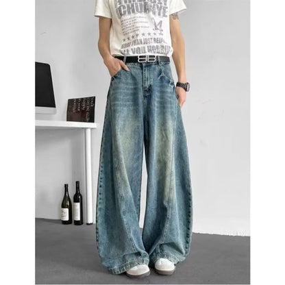 Men Baggy Jeans Wide Leg Unisex Streetwear Hip Hop Dance Pants Loose Fit Trousers Oversized Urban Jogger Street Dance Clothing Royal Drip